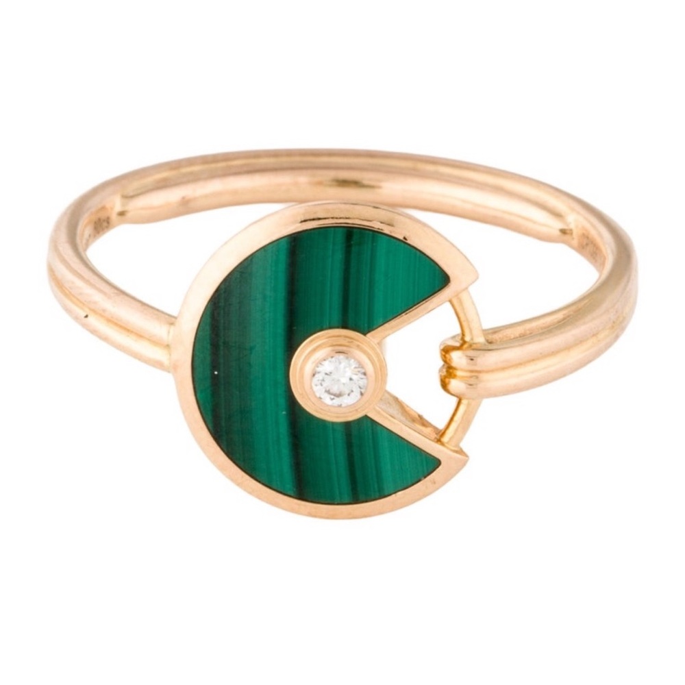 Cartier Malachite Amulette De Cartier Rose Gold Ring